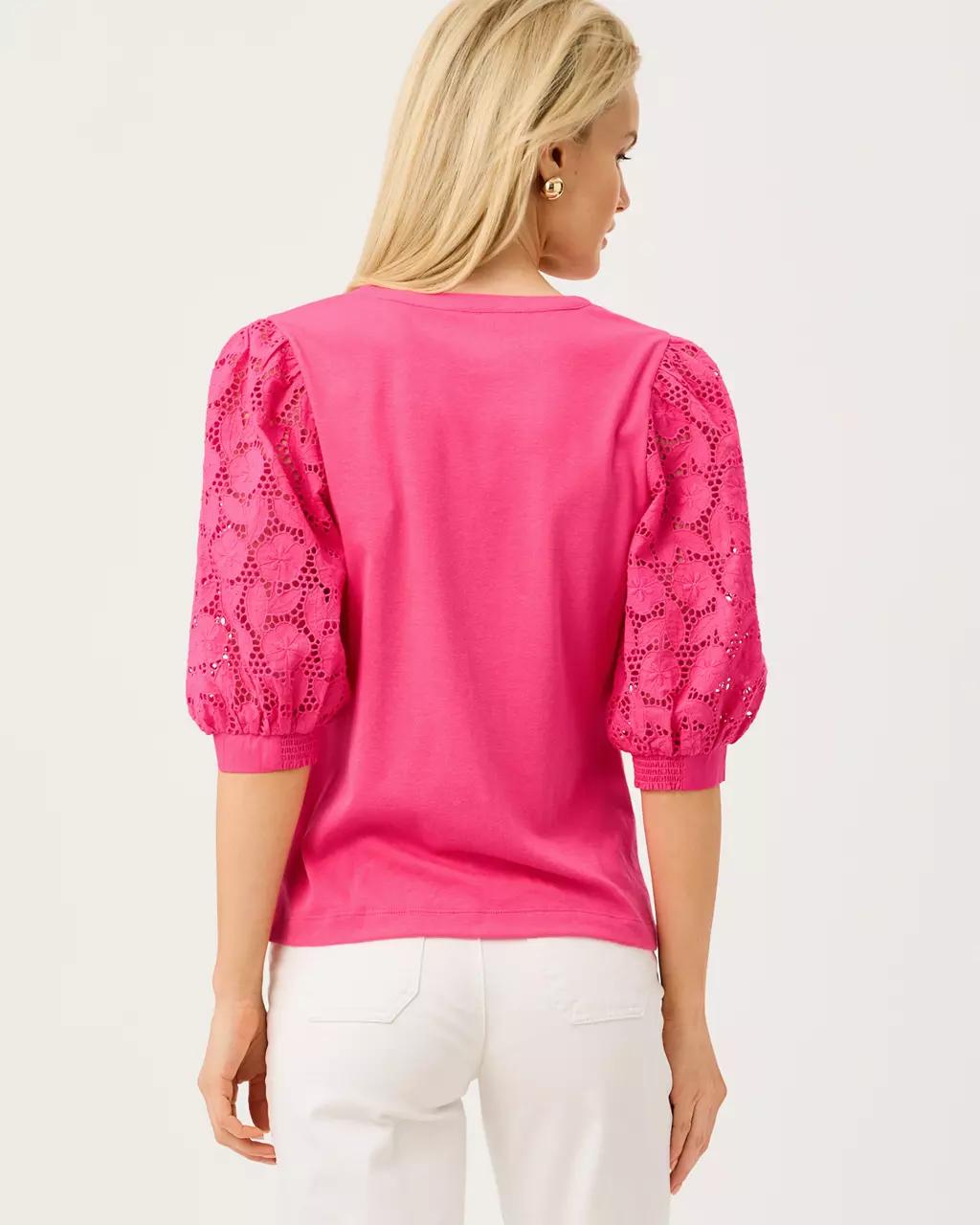 Lilly Pulitzer - Ronson Eyelet Knit Top - Pink Aster