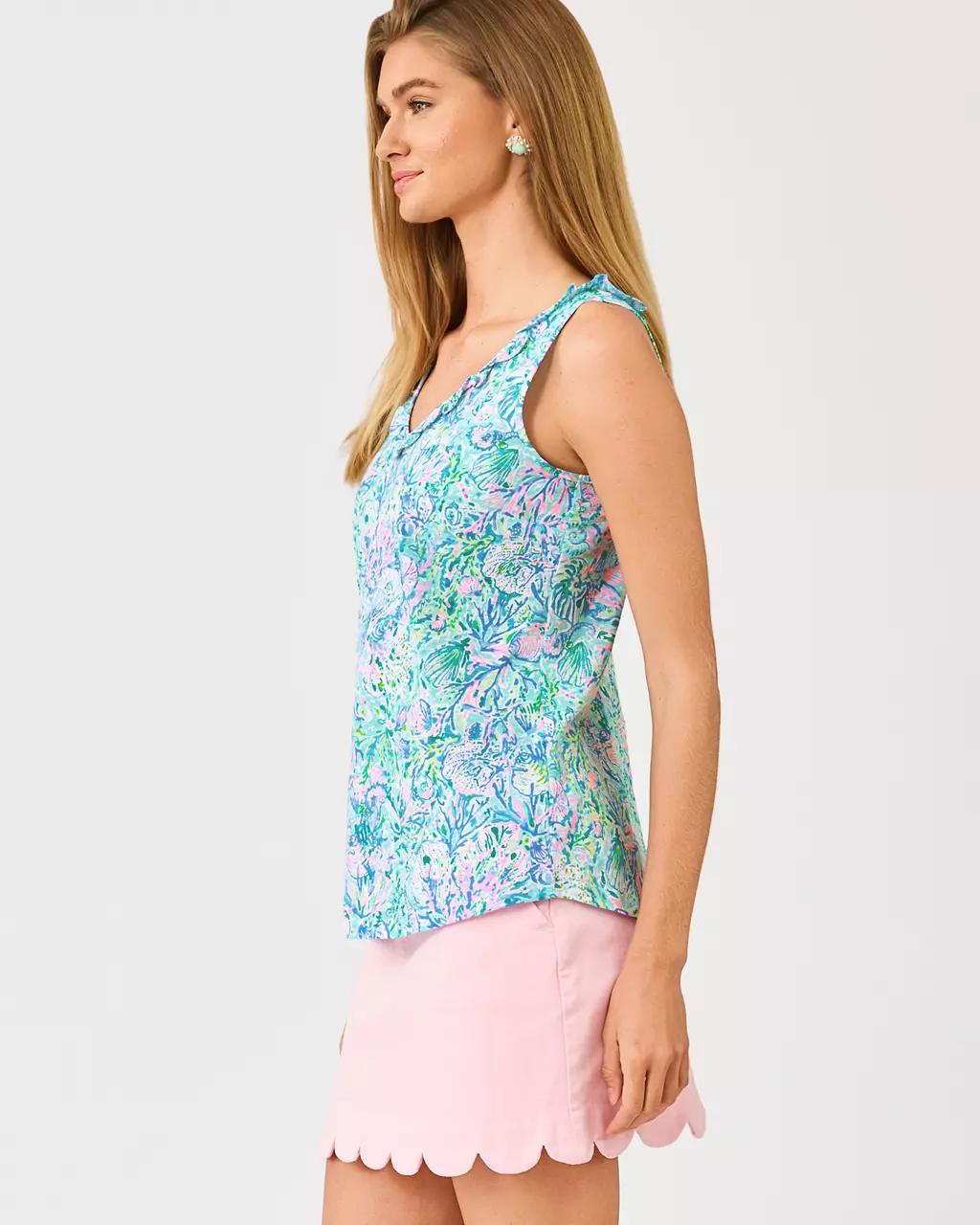 Lilly Pulitzer - Gigi Ruffle Tank Top - Surf Blue
