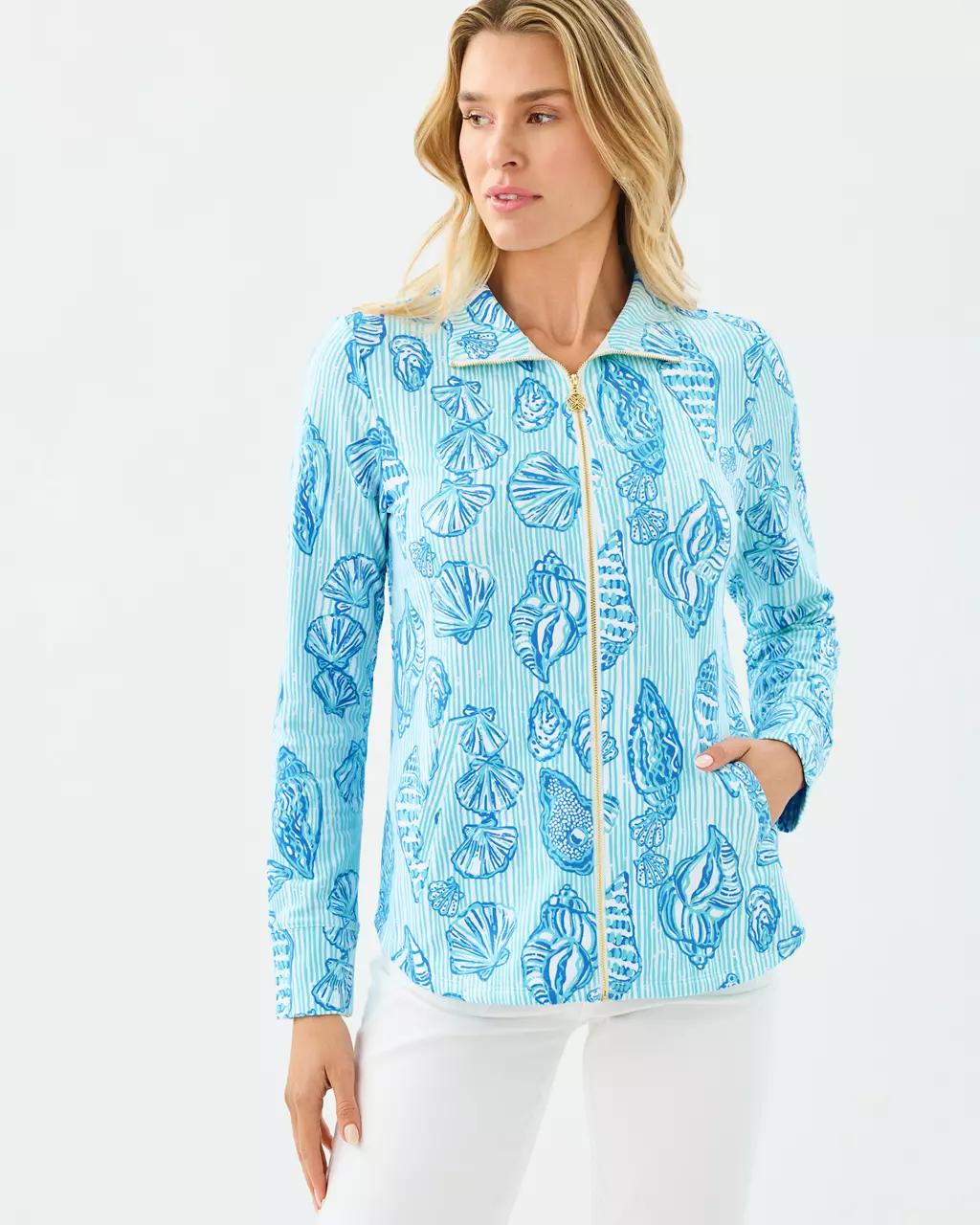 Lilly Pulitzer - UPF 50+ Leona Zip-Up Jacket - Fresh Water Blue