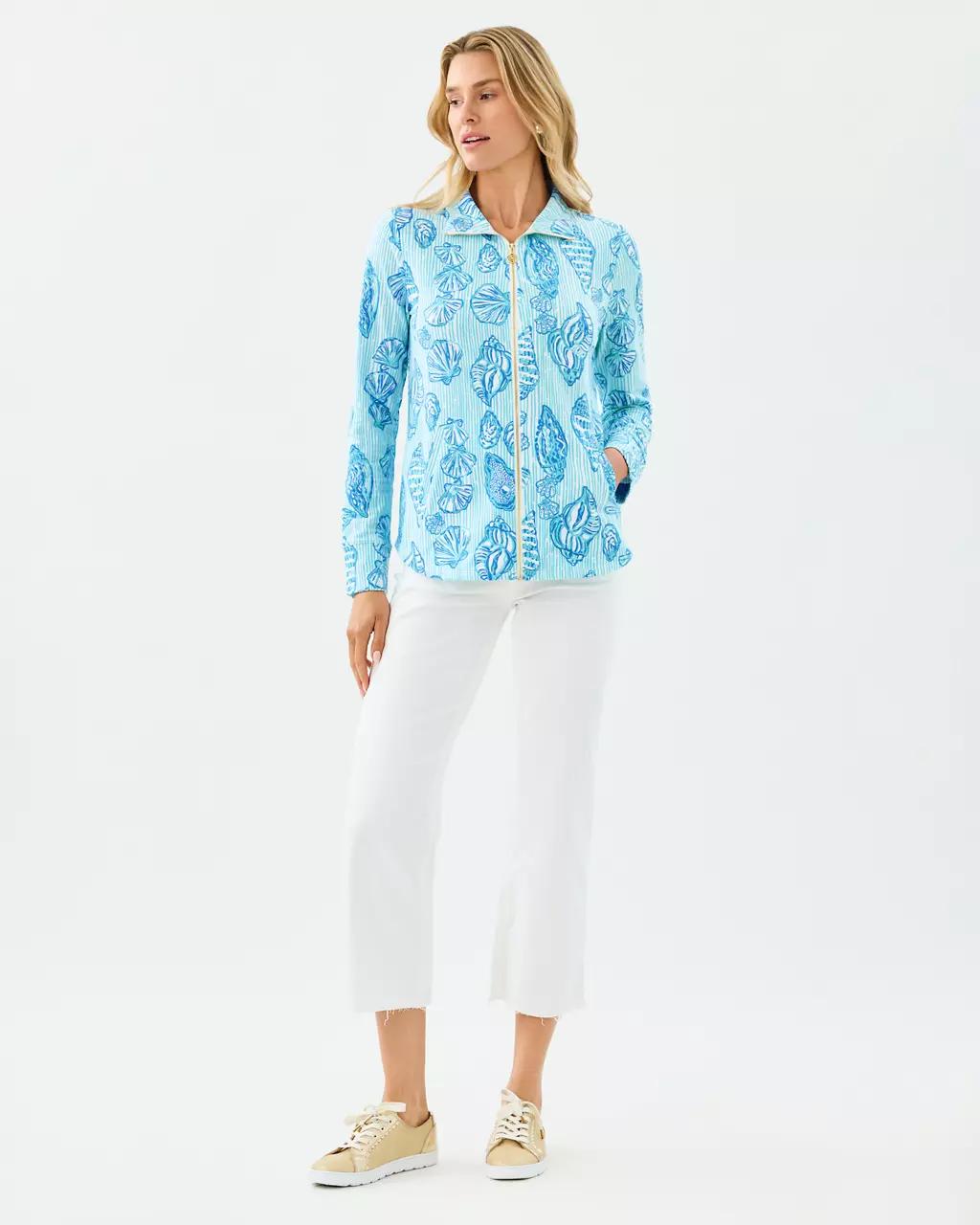 Lilly Pulitzer - UPF 50+ Leona Zip-Up Jacket - Fresh Water Blue