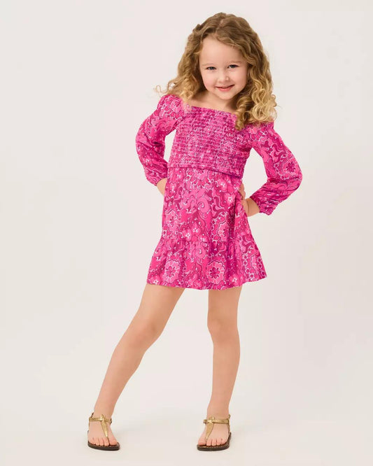 Lilly Pulitzer - Girls Mini Jilly Long Sleeve Dress - Pink Aster