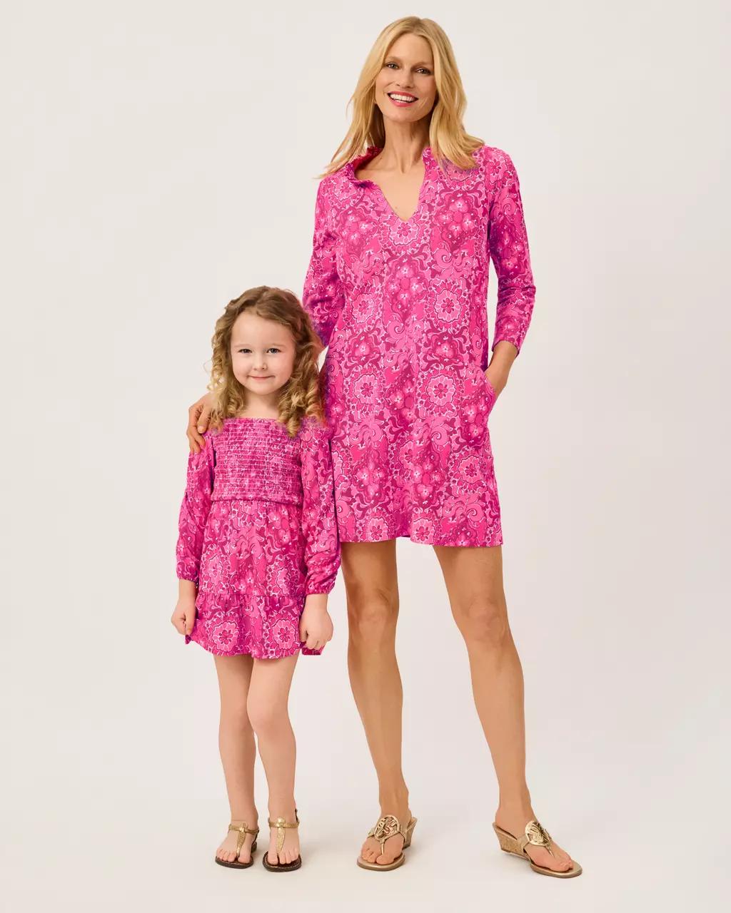 Lilly Pulitzer - Girls Mini Jilly Long Sleeve Dress - Pink Aster