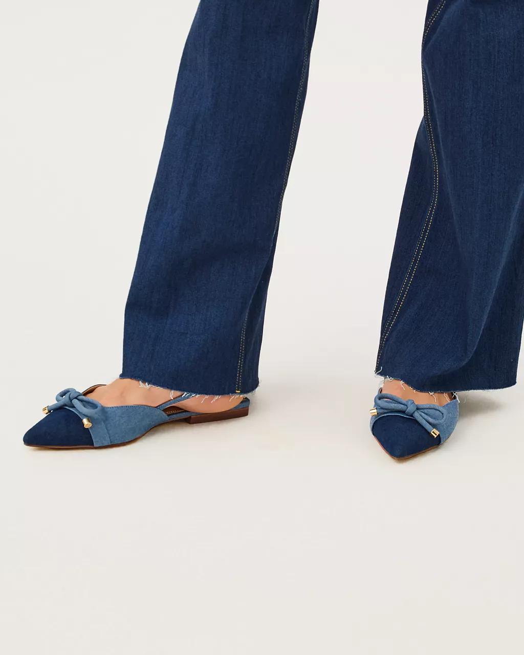 Lilly Pulitzer - Brit Denim Bow Slingback Shoe - Light Wash