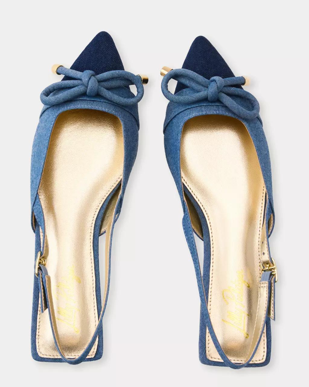 Lilly Pulitzer - Brit Denim Bow Slingback Shoe - Light Wash