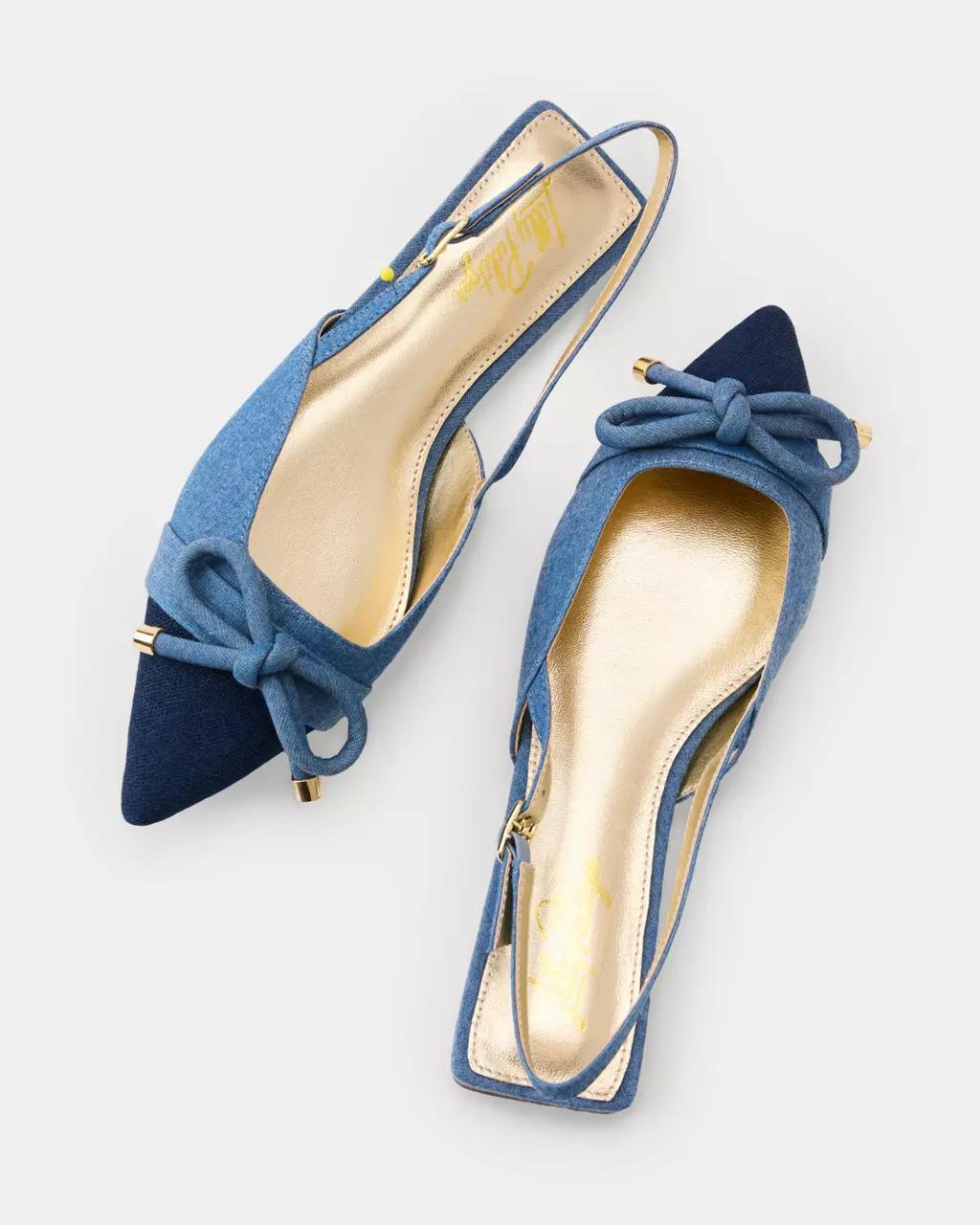 Lilly Pulitzer - Brit Denim Bow Slingback Shoe - Light Wash