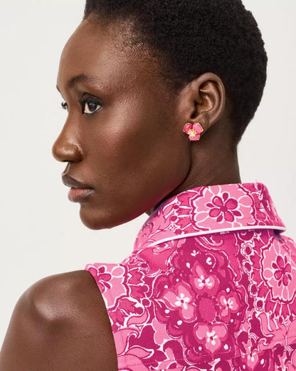 Lilly Pulitzer - Camouflage Catwalk Earrings - Pink Aster
