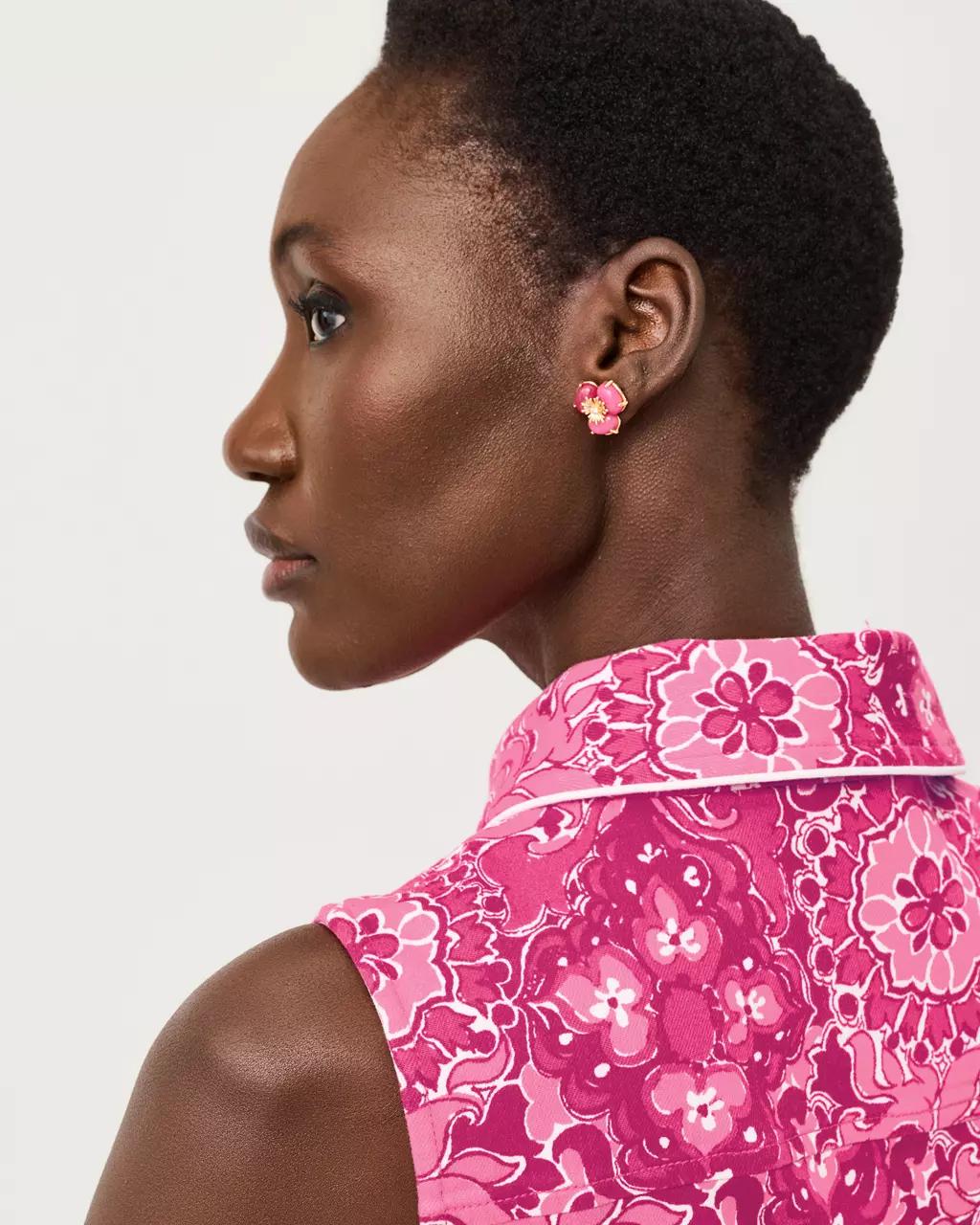 Lilly Pulitzer - Camouflage Catwalk Earrings - Pink Aster