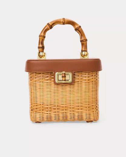 Lilly Pulitzer - Sienna Top Handle Wicker Bag - Honey