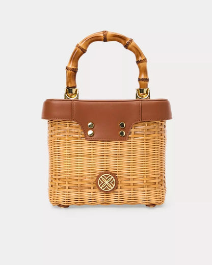 Lilly Pulitzer - Sienna Top Handle Wicker Bag - Honey