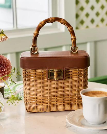 Lilly Pulitzer - Sienna Top Handle Wicker Bag - Honey
