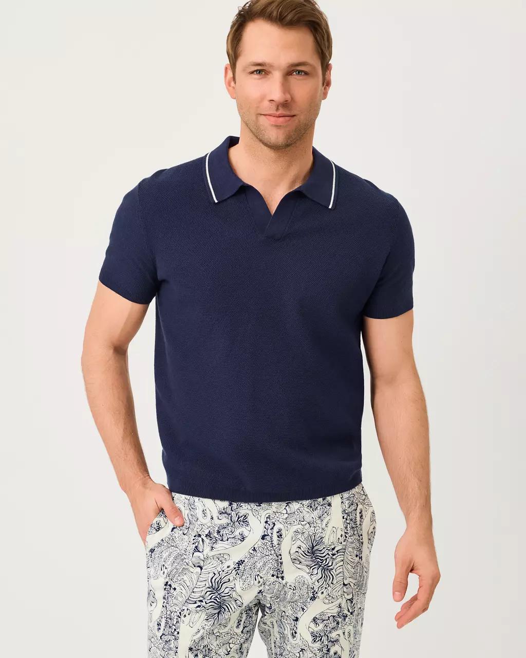 Lilly Pulitzer - Men's Stuff Devonn Polo Sweater - True Navy