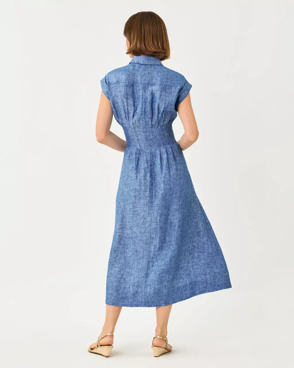Lilly Pulitzer - Tonya Linen Midi Shirtdress - Starlight Navy X Resort White