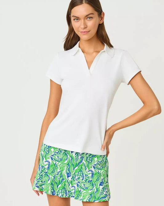Lilly Pulitzer - UPF 50+ Luxletic Frida Scallop Polo - Resort White