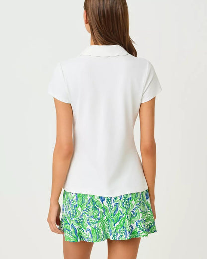 Lilly Pulitzer - UPF 50+ Luxletic Frida Scallop Polo - Resort White