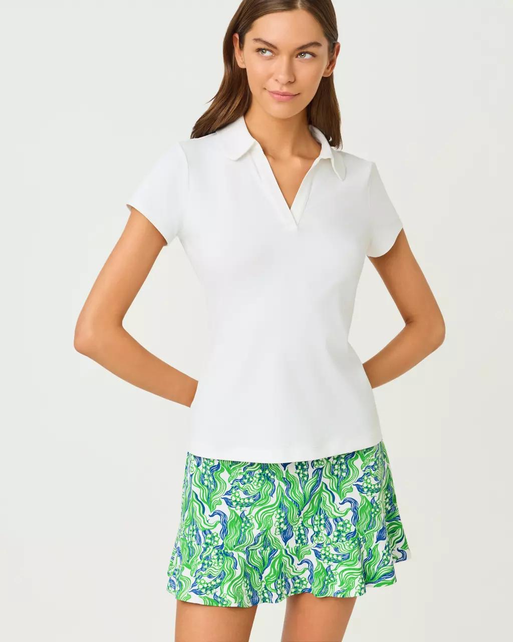 Lilly Pulitzer - UPF 50+ Luxletic Frida Scallop Polo - Resort White