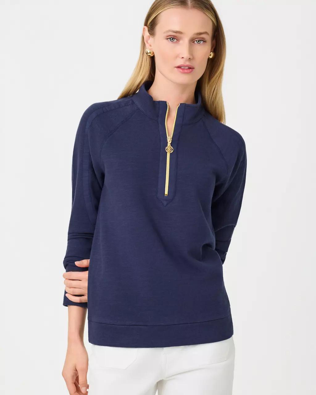 Lilly Pulitzer - Ashlee Half-Zip Pullover - True Navy