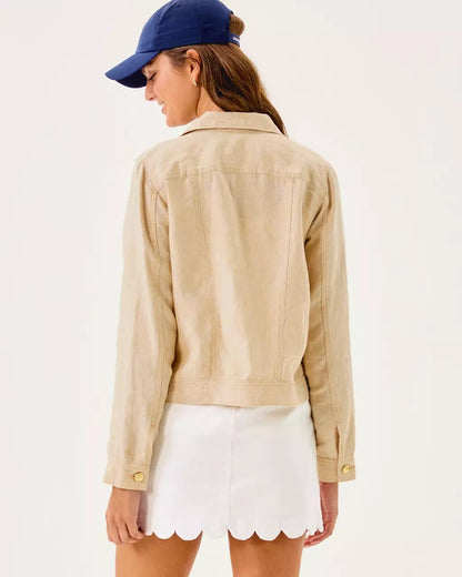 Lilly Pulitzer - Seaspray Linen Jacket - Wicker Tan X Resort White