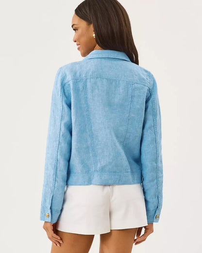 Lilly Pulitzer - Seaspray Linen Jacket - Blue Peri X Resort White