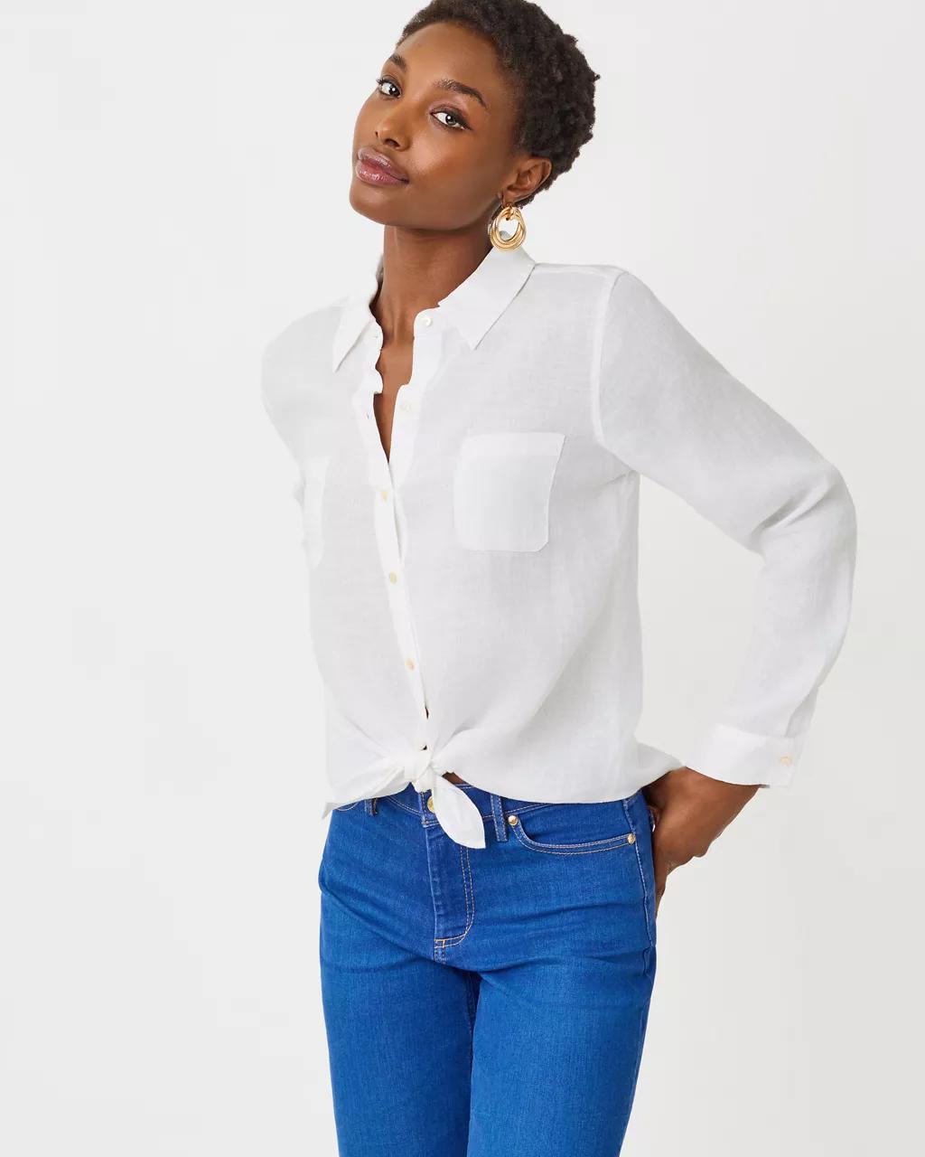 Lilly Pulitzer - Sea View Linen Button Down Shirt - Resort White