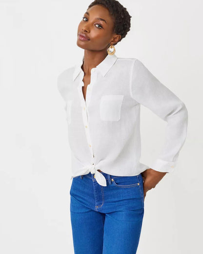 Lilly Pulitzer - Sea View Linen Button Down Shirt - Resort White