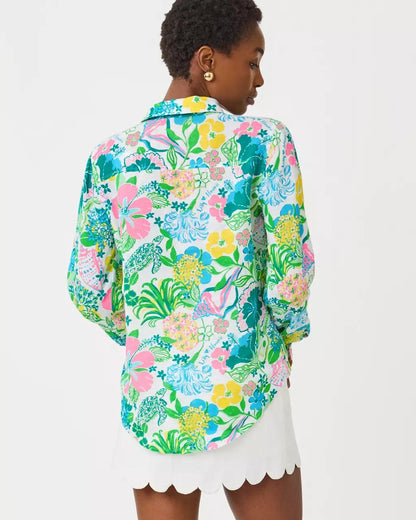 Lilly Pulitzer - Sea View Linen Button Down Shirt - Multi