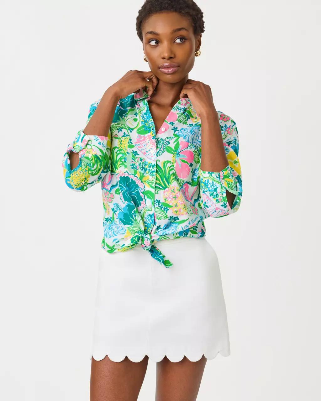 Lilly Pulitzer - Sea View Linen Button Down Shirt - Multi