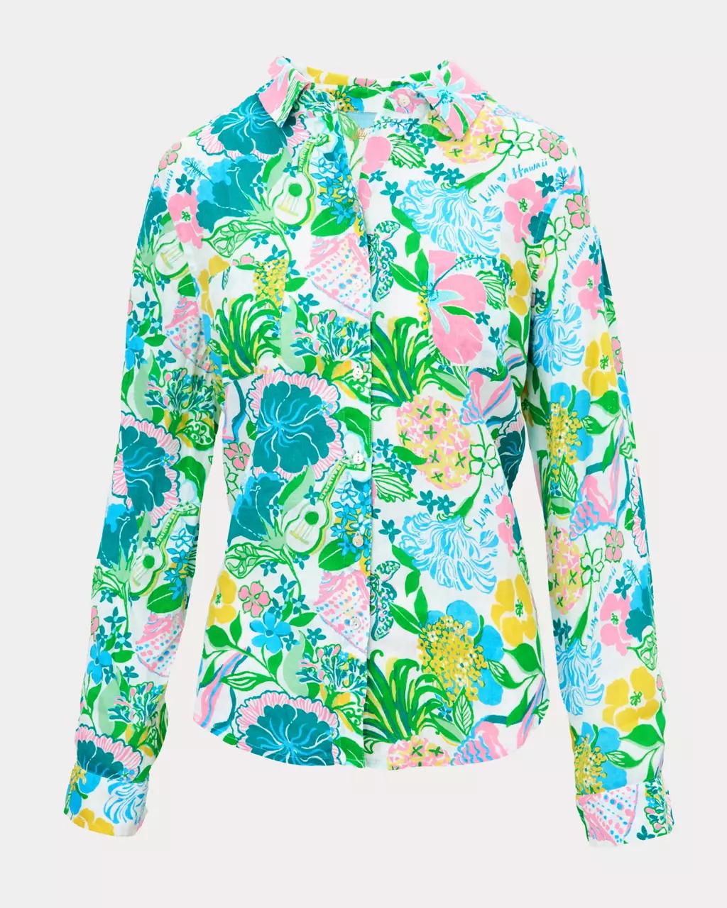 Lilly Pulitzer - Sea View Linen Button Down Shirt - Multi