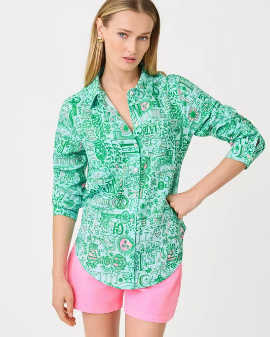 Lilly Pulitzer - Sea View Linen Button Down Shirt - Bunny Blue