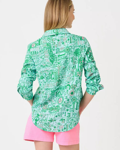 Lilly Pulitzer - Sea View Linen Button Down Shirt - Bunny Blue