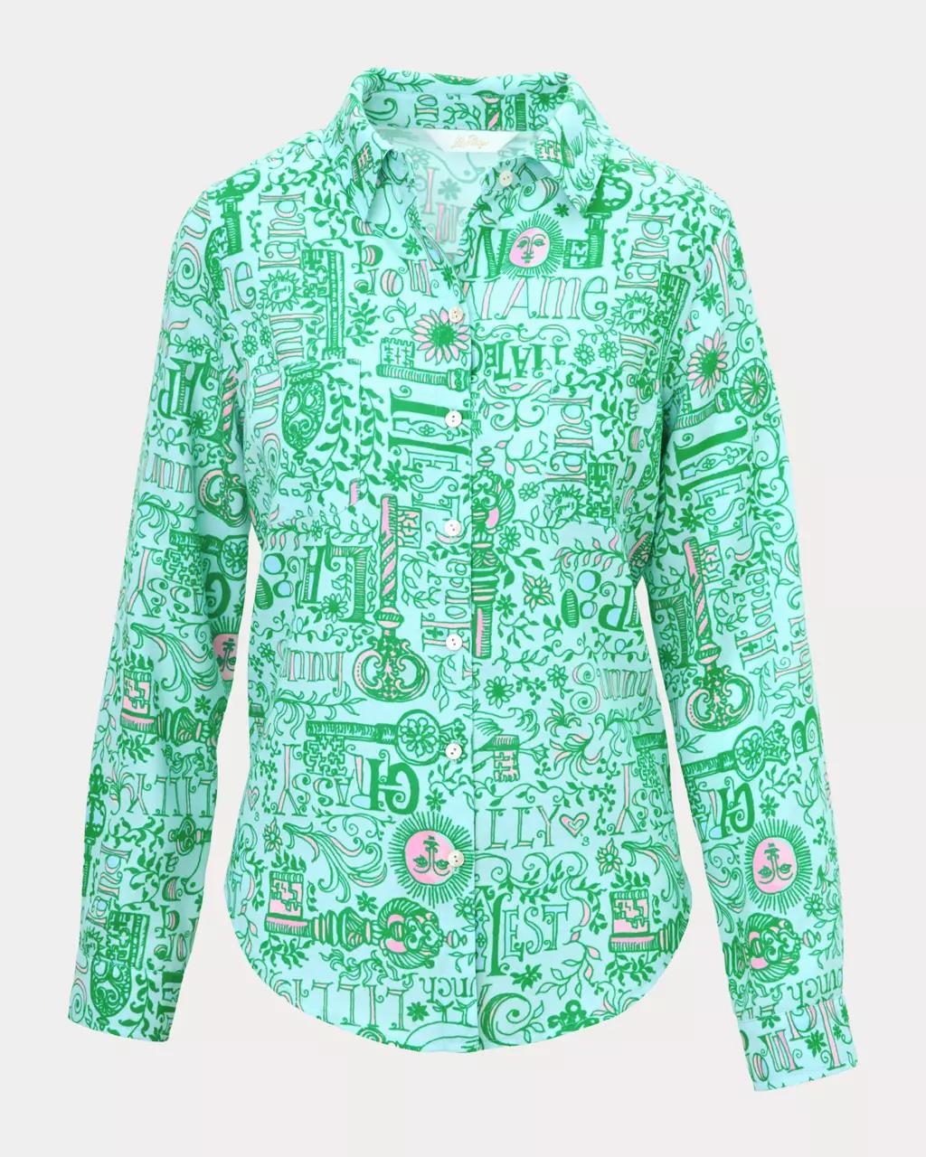 Lilly Pulitzer - Sea View Linen Button Down Shirt - Bunny Blue