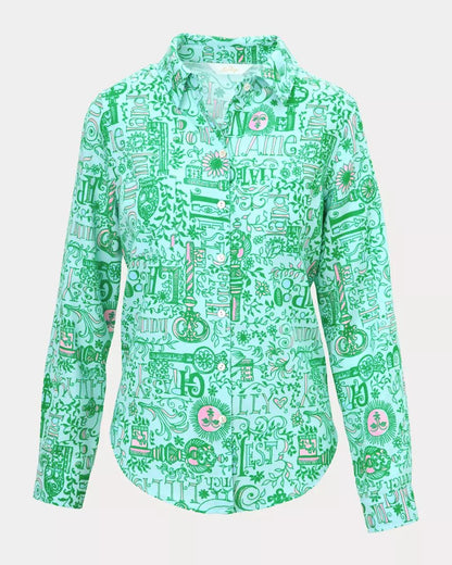 Lilly Pulitzer - Sea View Linen Button Down Shirt - Bunny Blue