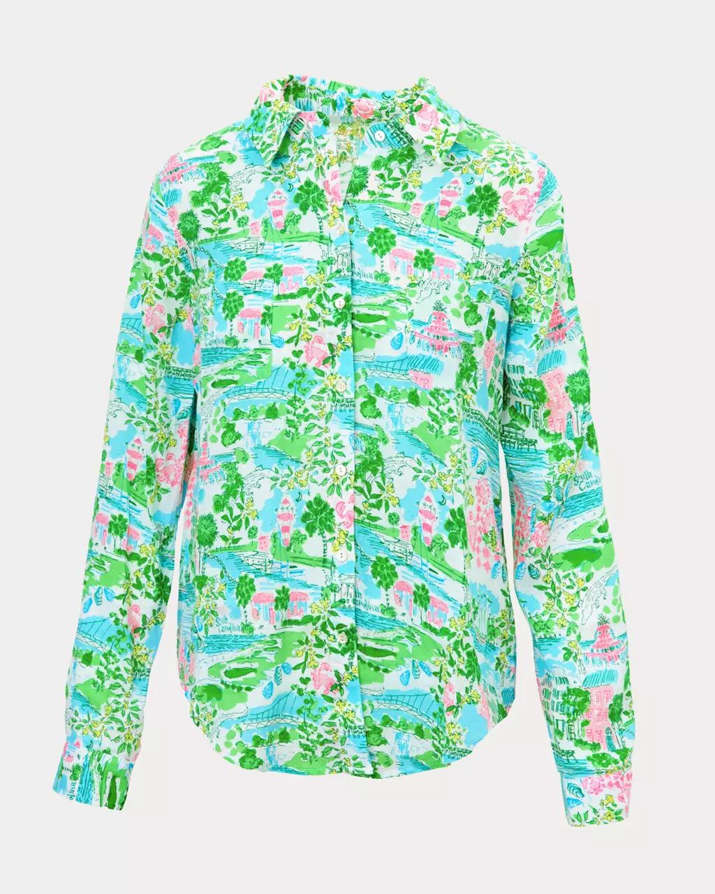 Lilly Pulitzer - Sea View Linen Button Down Shirt - Multi