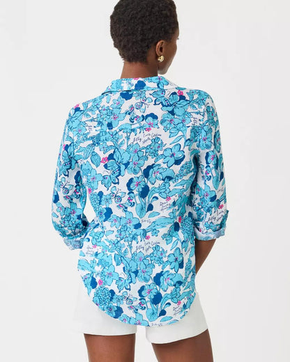 Lilly Pulitzer - Sea View Linen Button Down Shirt - Capri Blue