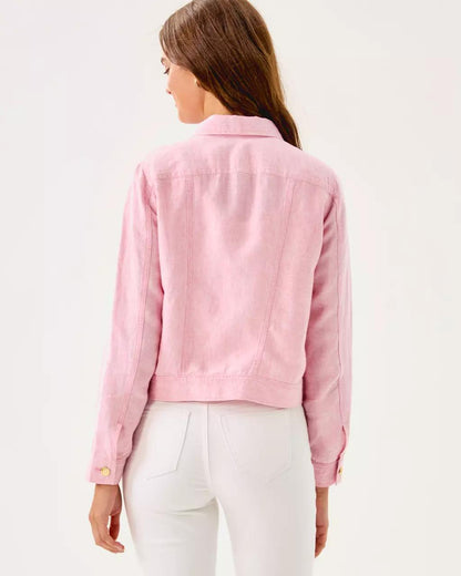 Lilly Pulitzer - Seaspray Linen Jacket - Conch Shell Pink X Resort White