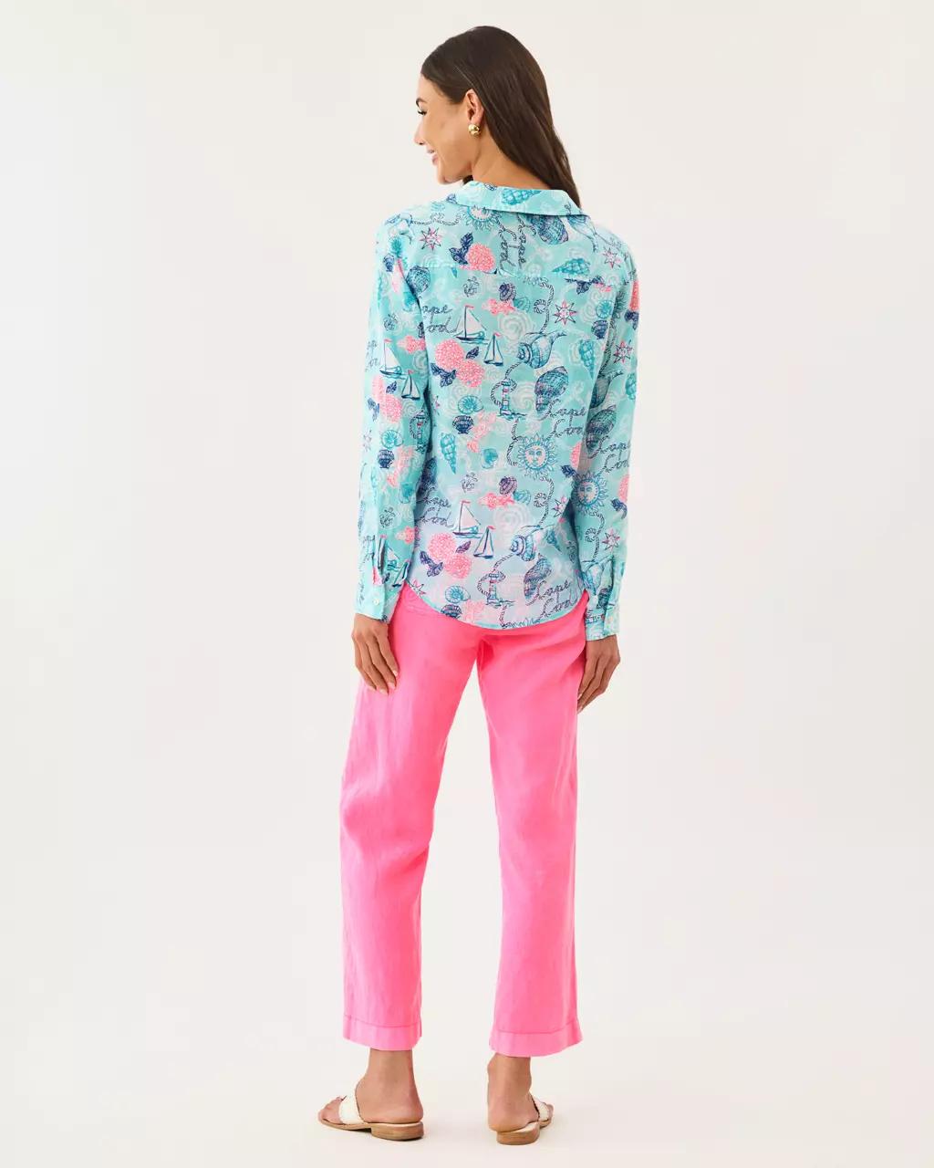 Lilly Pulitzer - Sea View Linen Button Down Shirt - Day Dream Blue