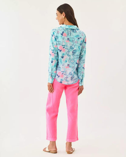 Lilly Pulitzer - Sea View Linen Button Down Shirt - Day Dream Blue