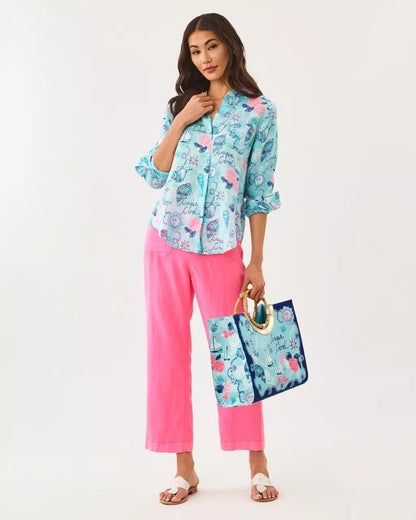 Lilly Pulitzer - Sea View Linen Button Down Shirt - Day Dream Blue