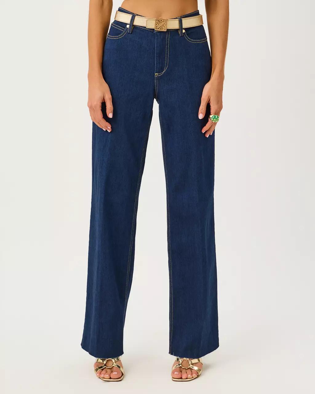 Lilly Pulitzer - 33" Aniston High Rise Straight Jean - Dark Wash