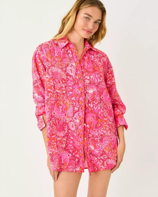 Lilly Pulitzer - Kwitney Long Sleeve Cotton Cover-Up - Paradise Punch