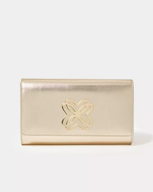 Lilly Pulitzer - Brit Leather Logo Clutch - Gold Metallic