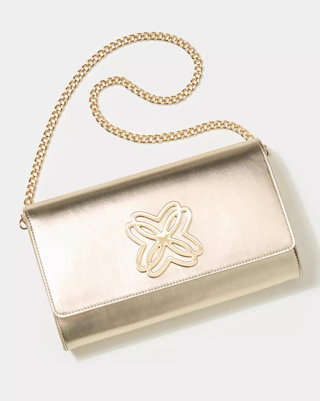 Lilly Pulitzer - Brit Leather Logo Clutch - Gold Metallic