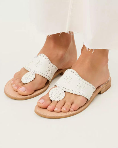 Lilly Pulitzer - Jack Rogers Jacks Leather Flat Sandal - White