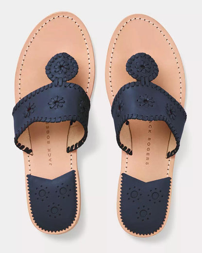 Lilly Pulitzer - Jack Rogers Jacks Leather Flat Sandal - Navy