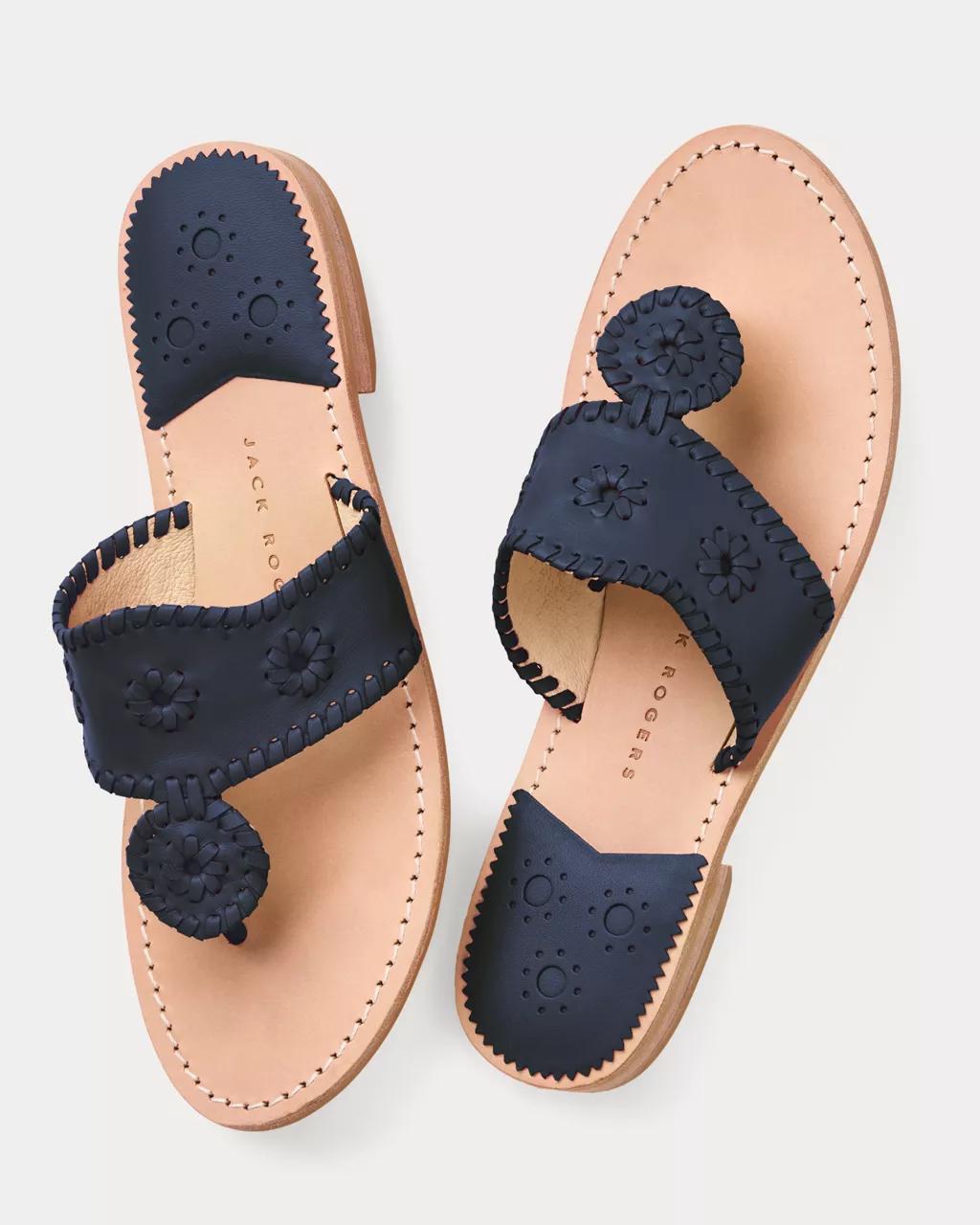 Lilly Pulitzer - Jack Rogers Jacks Leather Flat Sandal - Navy