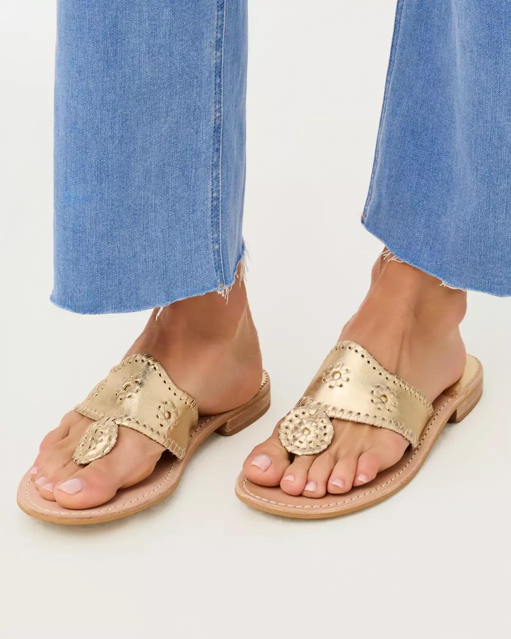 Lilly Pulitzer - Jack Rogers Jacks Leather Flat Sandal - Platinum