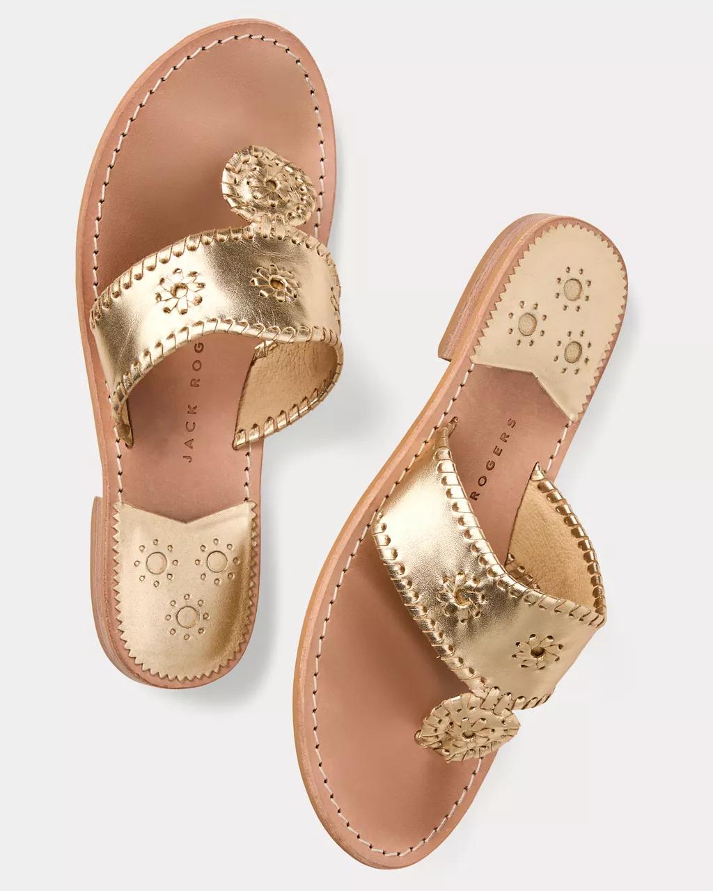 Lilly Pulitzer - Jack Rogers Jacks Leather Flat Sandal - Platinum