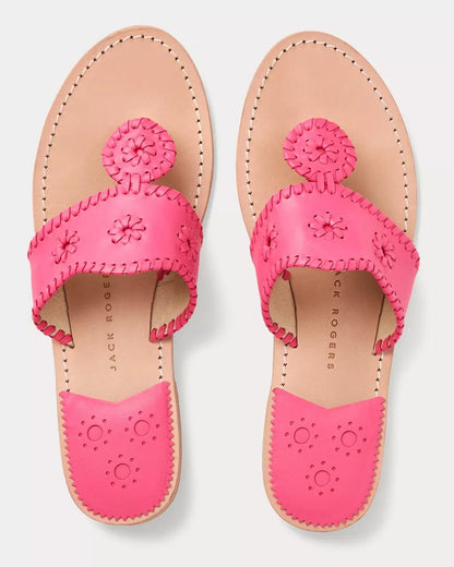 Lilly Pulitzer - Jack Rogers Jacks Leather Flat Sandal - Hot Pink