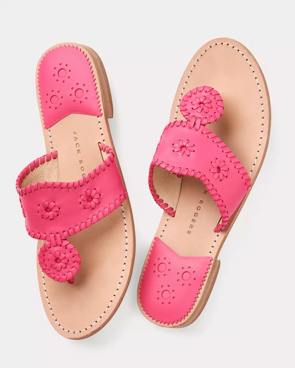 Lilly Pulitzer - Jack Rogers Jacks Leather Flat Sandal - Hot Pink
