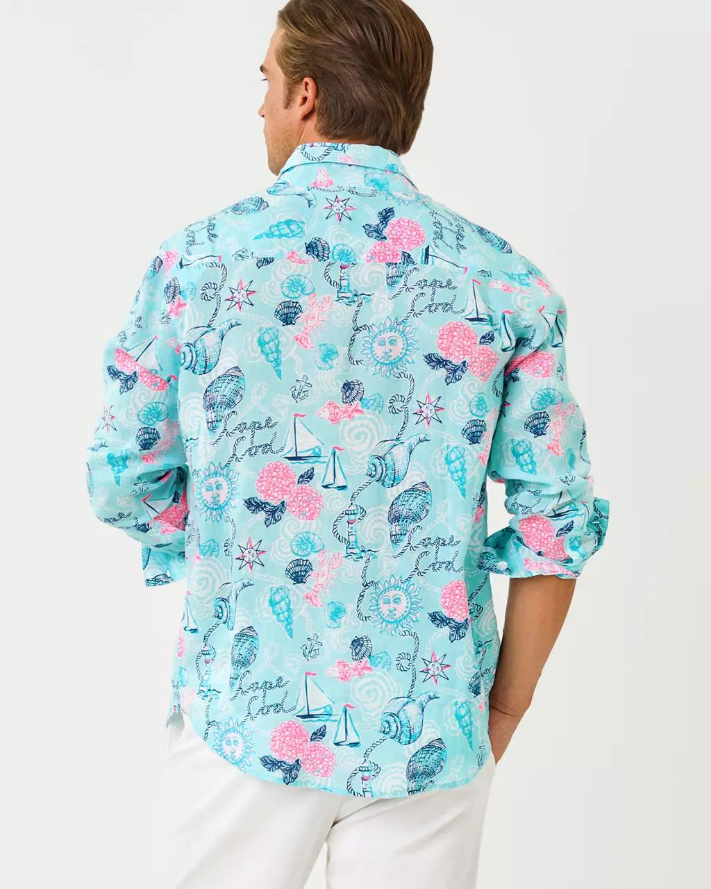 Lilly Pulitzer - Men's Stuff Addison Button Down Linen Shirt - Day Dream Blue