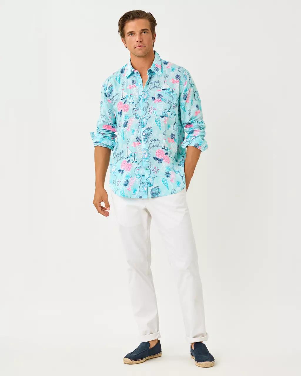 Lilly Pulitzer - Men's Stuff Addison Button Down Linen Shirt - Day Dream Blue